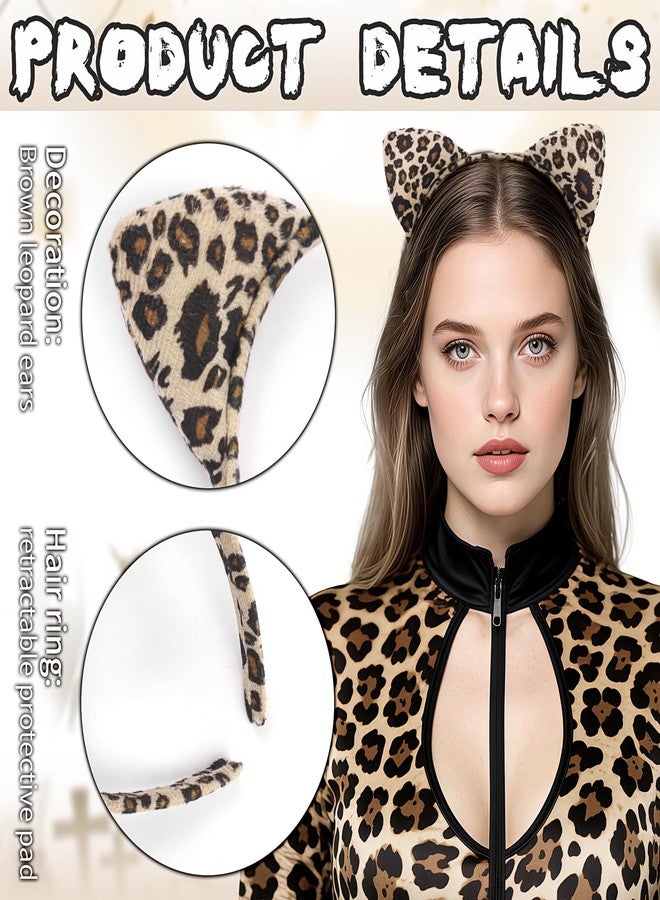 AIDVPOD Leopard Headband Cat Ears Hair Band Cheetah Animal Hair Accessories for Women Halloween Party Headwear - Image 2